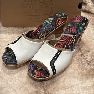 Timberland Blame it on Rio white cork heels size 9.5